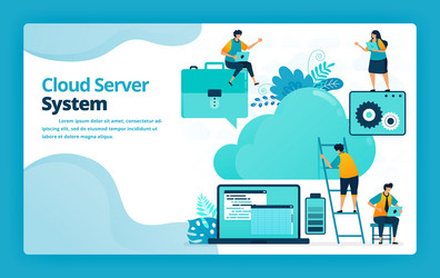 Landing page of cloud server system and hosting vector