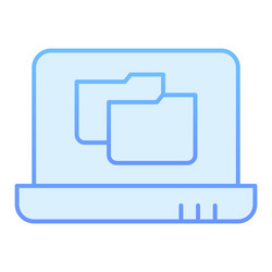 laptop folder flat icon file on notebook vector