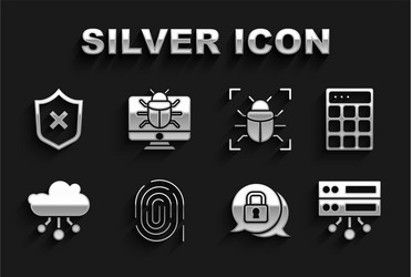 set fingerprint password protection server data vector image