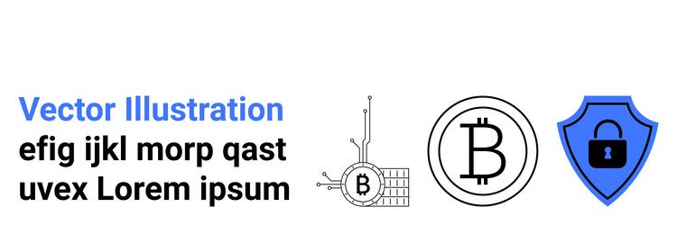 bitcoin technology and security shield with text vector image
