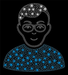 glowing mesh network nerd man with flare spots vector