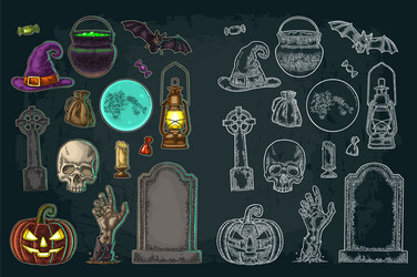 Halloween Party Decorations Vector Image