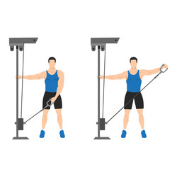 Man doing cable bent over one arm lateral raise Vector Image
