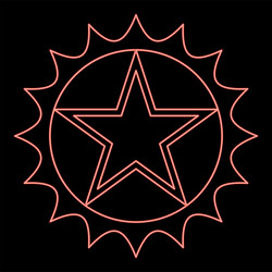 Neon star in circle with sharp edges red color vector