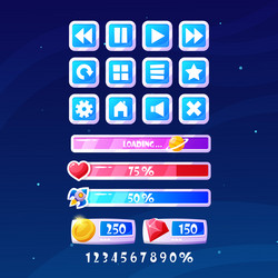 space game menu buttons interactive icons vector