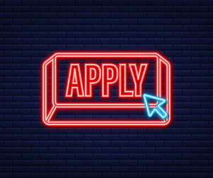apply with cursor button internet neon icon vector image