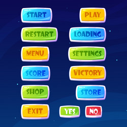 Game menu elements and options buttons play vector