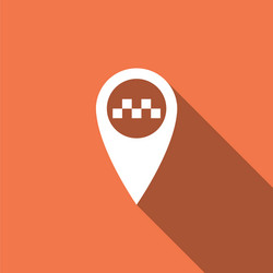 map pointer with taxi icon long shadow vector image