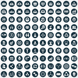 teamwork 100 icons universal set for web and ui vector image