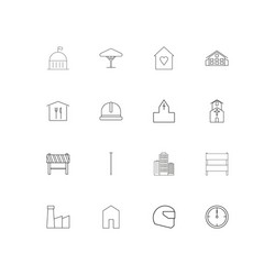 buildings and constructions linear thin icons set vector image