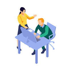 isometric programmers brainstorm composition vector image