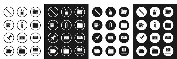 Set delete folder paper clip blank notebook vector