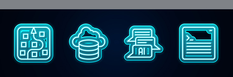 set line neural network cloud database chat bot vector image
