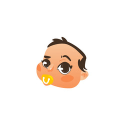 Comic face head of baby infant sucking pacifier vector