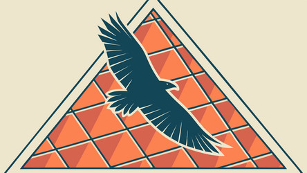eagle soaring within abstract triangle frame vector image