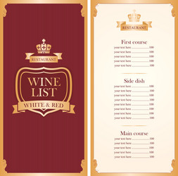 Elegant Wine Menu with Crown Vector Image