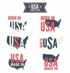 set of made in the usa and born vector