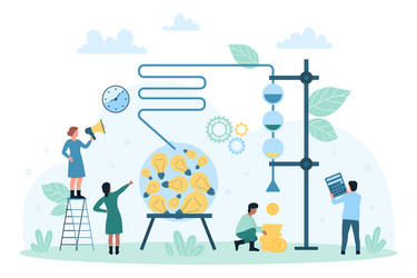 Stock market analytics tiny people work Royalty Free Vector