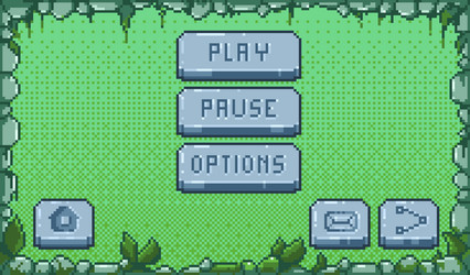pixel game menu retro video buttons 8 bit vector image