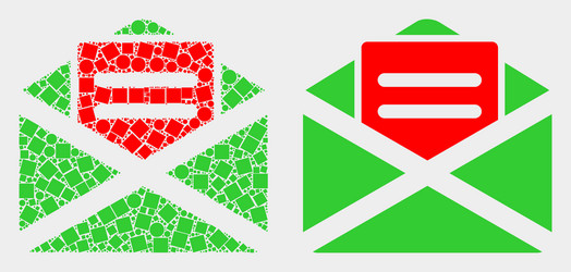 pixelated and flat open mail icon vector image