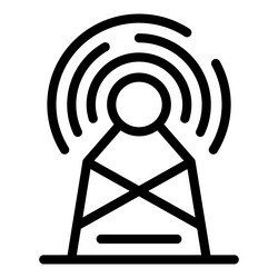 radio tower transmitting signals with waves vector image