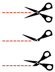 Scissors with red cut lines vector