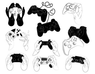 set joysticks for console collection vector