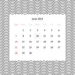 calendar page for june 2015 vector