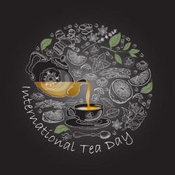 international tea day circle Vector Image