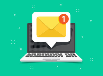 laptop with envelope icon in flat style computer vector image
