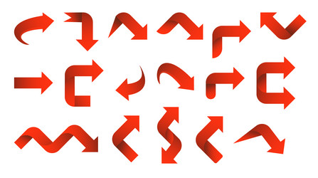 set red arrow 3d icons pointing up down left right vector image