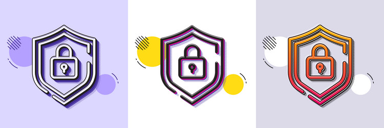 shield line icon privacy secure sign halftone vector image