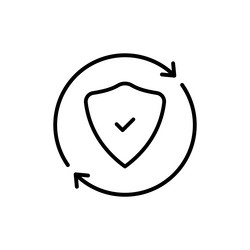 shield with arrow and tick like confidence icon vector