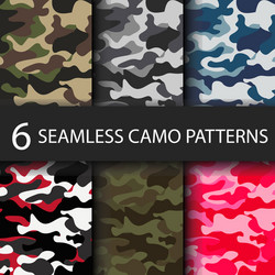 Six Camo Seamless Patterns vector