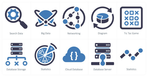 a set of 10 web marketing icons as search data vector image