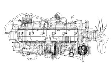 car engine rendering of 3d vector image