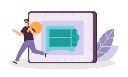 criminal and thief hacking computer stealing vector image