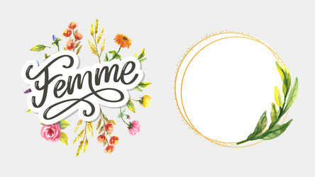 decorative femme text lettering calligraphy vector