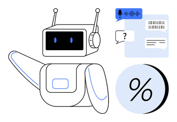 friendly chatbot with speech bubbles binary codes vector image