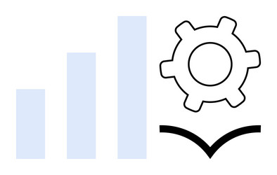 growth bar chart with gear and open book vector image