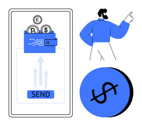 mobile transaction concept with wallet send vector image