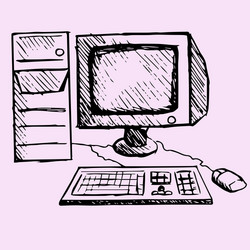 retro desktop computer monitor vector