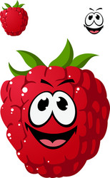 Ripe Red Raspberry with Cheeky Smile vector image