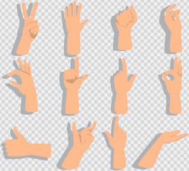 Various gestures of human hands isolated Vector Image