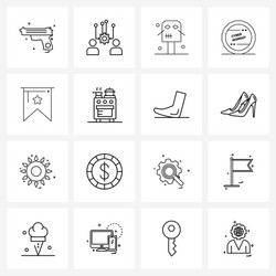 ui set 16 basic line icons mark label vector image