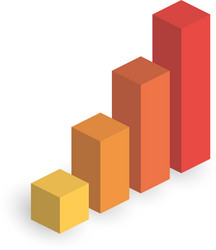bar chart 4 growing columns 3d isometric vector image
