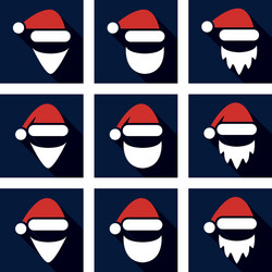 christmas flat icon set of santa vector