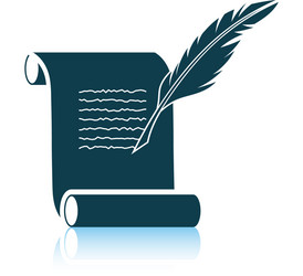 feather and scroll icon vector image