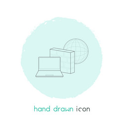 firewall icon line element vector image