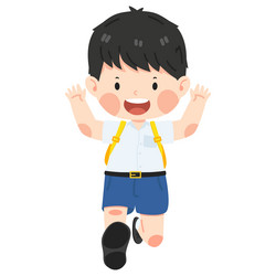 happy boy student running children vector